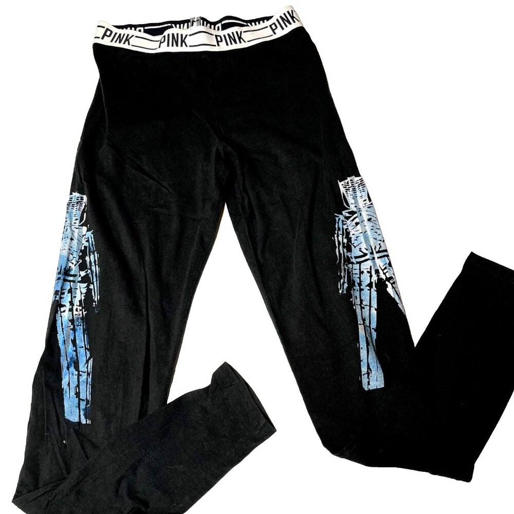 Cotton Leggings Size Small Black Pants Burning Festival Robot Man Blue Summer S